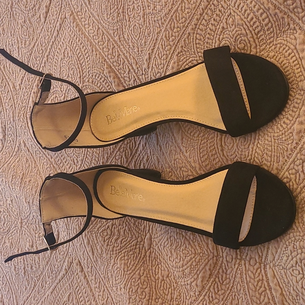 Black strap heels